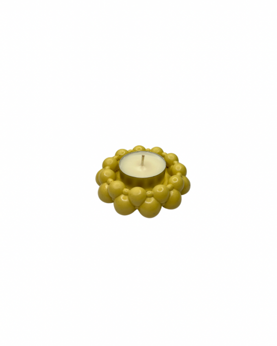 Pearls Pot Tealight Mumluk (Sarı)