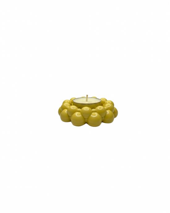 Pearls Pot Tealight Mumluk (Sarı)